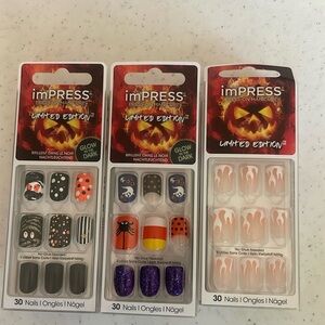 Lot of 3 imPress Halloween press on nails. Limited edition
